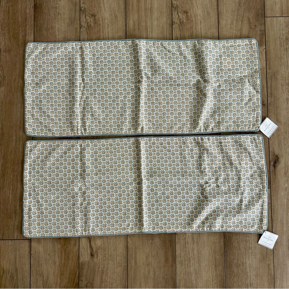 Pottery Barn Geometric Pattern Pillow Covers - Green and White